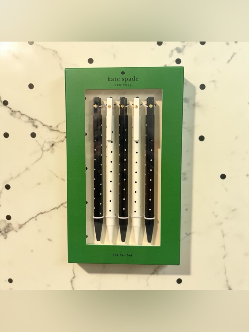 kate spade Black and White Polka Dot Ink Pen Set